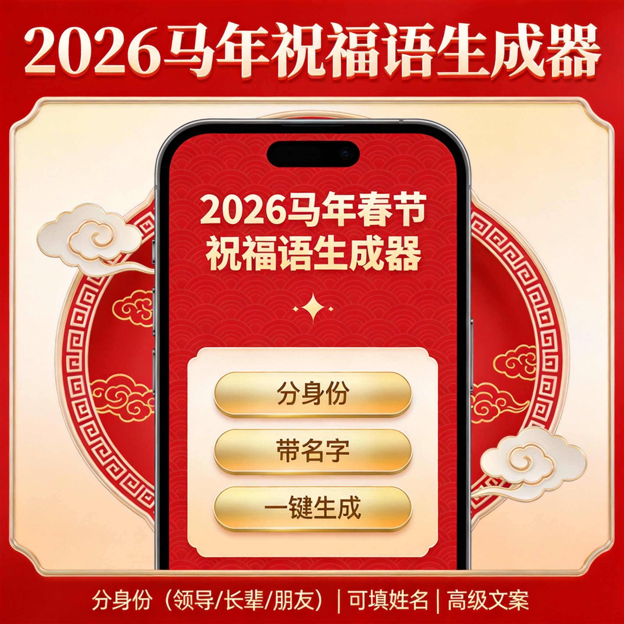 2026马年春节祝福语生成 可填名字 分身份领导朋友长辈恋人孩子