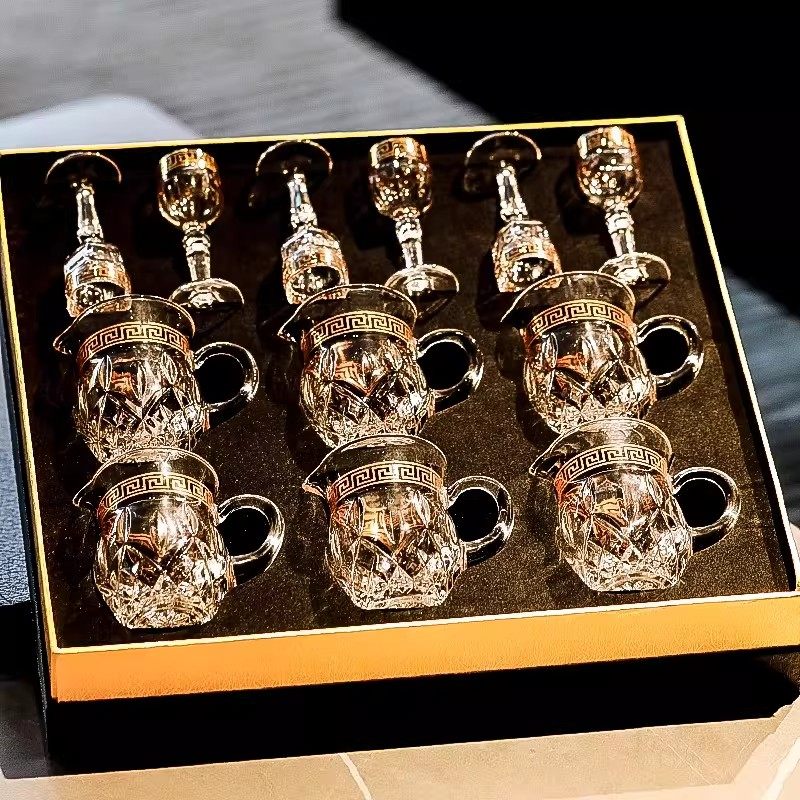 法国轻奢高档二两白酒杯套装水晶玻璃分酒器家用创意精致高脚杯架,餐饮具,白酒杯,淘宝优惠券,粉丝福利购,淘宝优惠卷