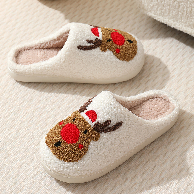 鹿鹿情侣居家室内穿鞋麋鹿保暖拖