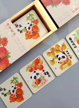 熊猫丝绸杯垫中国特色礼物旅游纪念品中国元素伴手礼