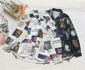 领港风宽松情侣复古印花衬衫 FM2 外套 长袖 小西装 3日单秋季 新款