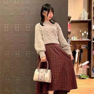 短款 FG1 女士甜美订珍珠长袖 axe 毛衣 2日本原单新品