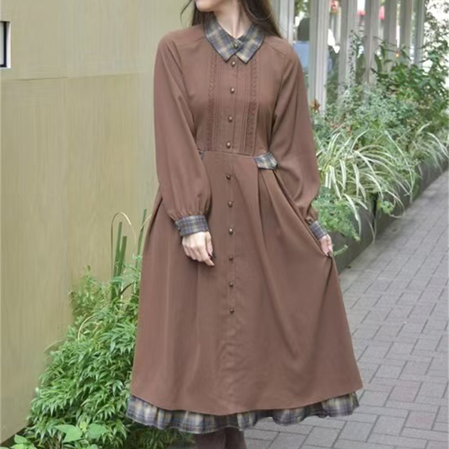 FB1-3日本原单新品axe*长袖甜美长款连衣裙