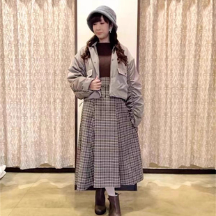 纯色拉链甜美短款 FL2 长袖 axe 棉衣棉服 1日本原单新款