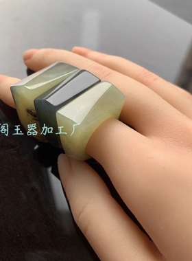 【春季上新】天然岫玉糖色水墨马鞍戒指指环一物一图F62