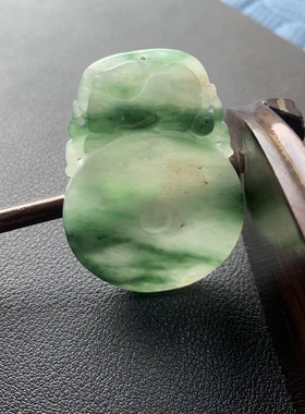 【夏上新】天然翡翠A货水润飘绿吊坠项链平安扣尺寸47.7*34.4*4.1