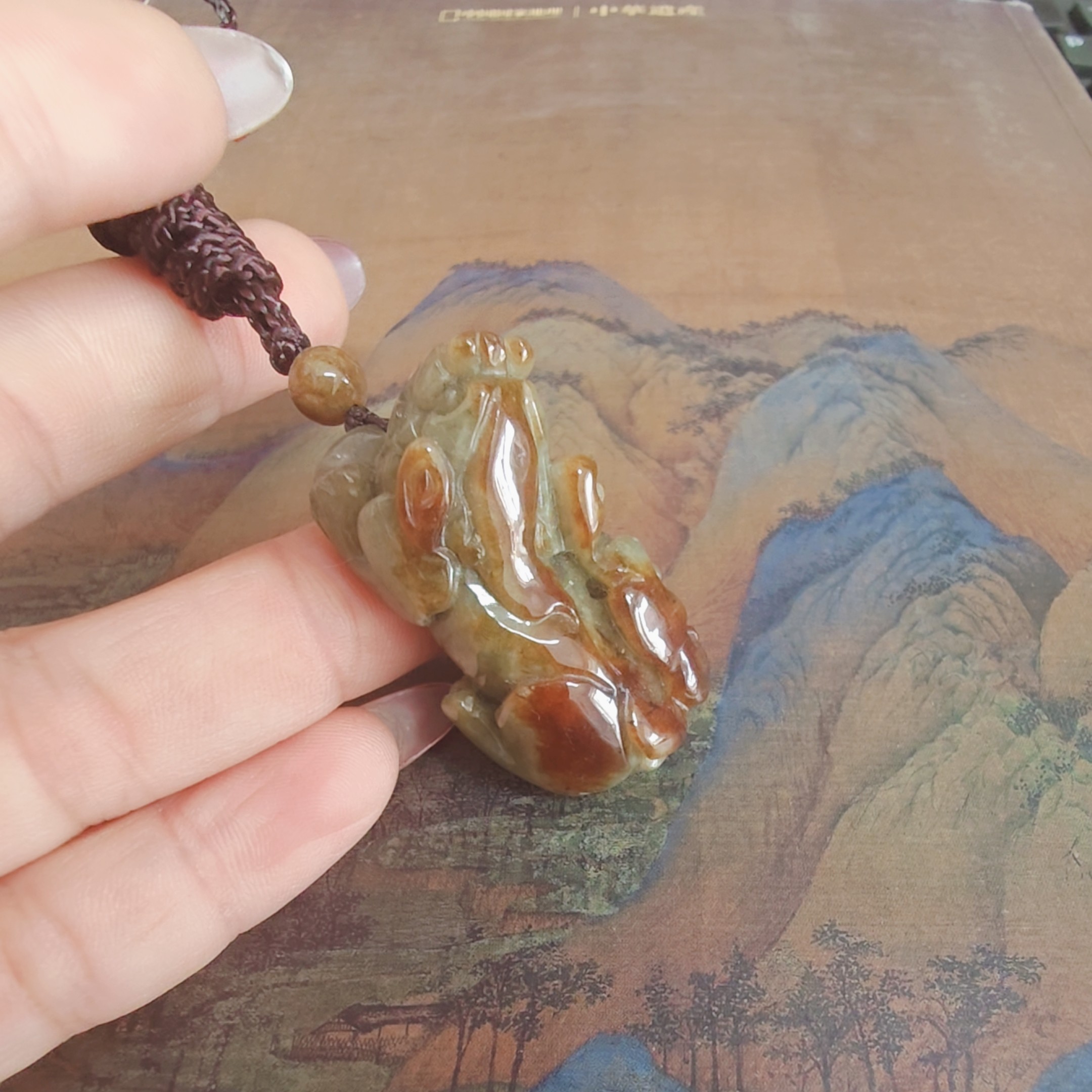 天然a货翡翠俏色红翡貔貅吊坠 尺寸约38*16*17mm 配送证书