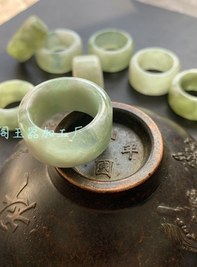 【青堤戒指宽戒指】F96天然岫玉扳指宽戒指男女款一物一图可选