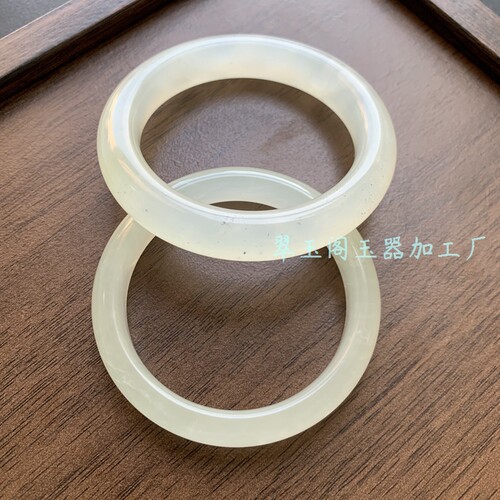 七世缘民族男女岫玉白冰手镯包邮