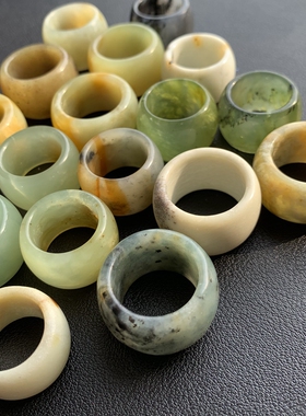 【小口径】f50玉石王花玉缸型扳指水墨白冰尾戒一物一图