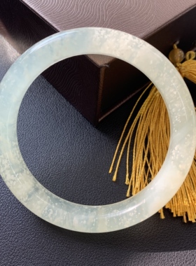 【雪景料暴风雪】天然岫玉FX白冰绿冰灰冰手镯一物一图送女