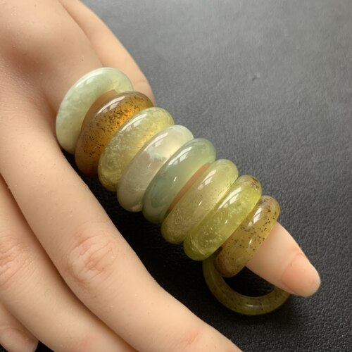 【雪景花色多多】f91天然岫玉蜂蜜水白冰暴风雪雪景戒指一物一图