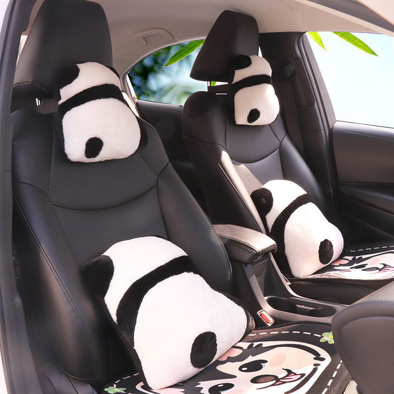 四季短毛绒熊猫头枕护颈枕