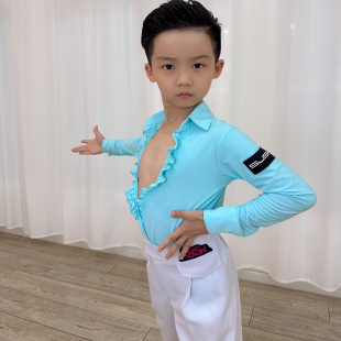 盛佳舞服SJSK拉丁舞男生表演服练功夫衬衣
