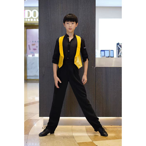 盛佳舞服SJSK拉丁舞男生点闪翻领马甲