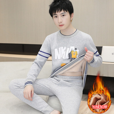 纯棉保暖内衣男士冬季加绒加厚