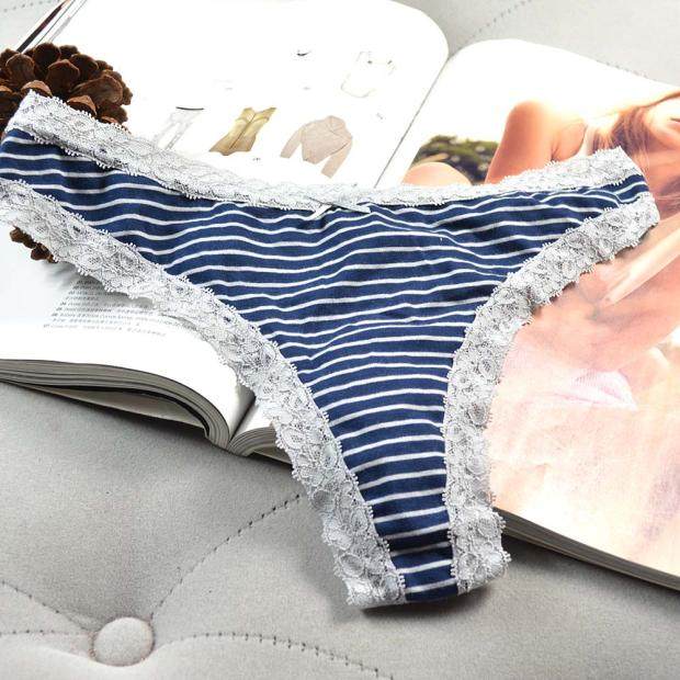 外贸清仓舒适棉质条纹纯色蕾丝边丁字裤,女士内衣/男士内衣/家居服,女丁字裤,淘宝优惠券,粉丝福利购,淘宝优惠卷
