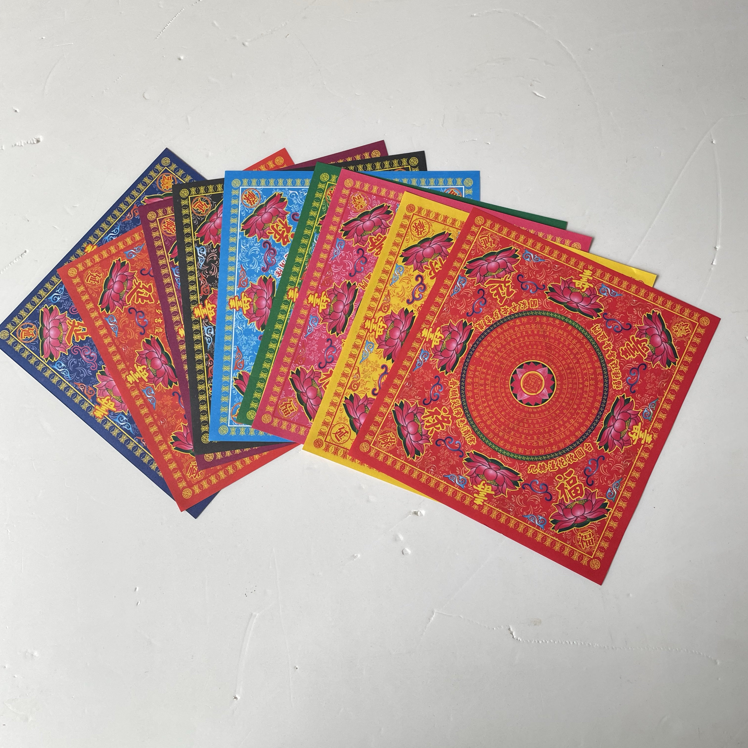 16*17 不烫金双面莲花纸手工折叠特色手工艺品九色莲花纸1包360张