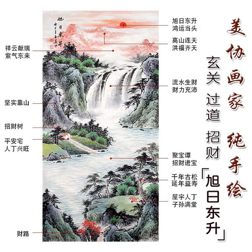美协画家纯手绘真迹玄关走廊招财