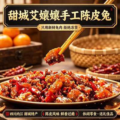 四川特产川味冷吃陈皮兔1250g