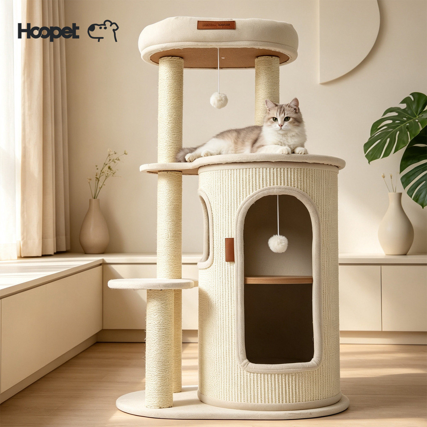 HOOPET猫爬架家用小户型不占地猫抓板宠物多层猫咪剑麻桶猫窝一体