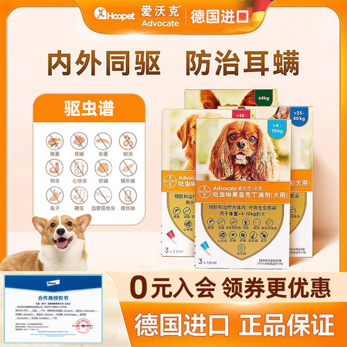 爱沃克滴剂狗泰迪体内拜耳