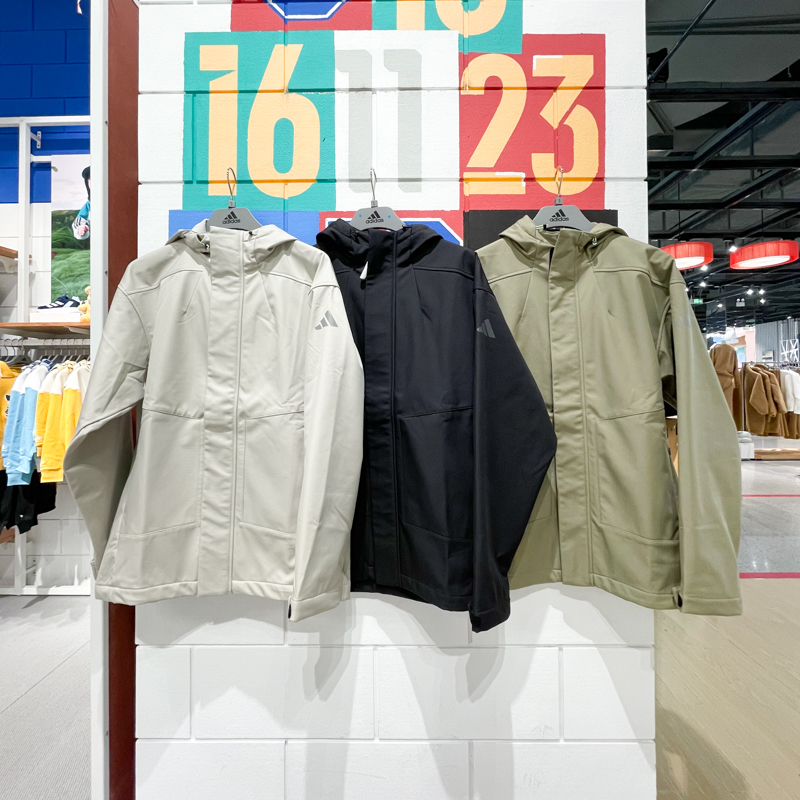 ADIDAS阿迪达斯男装2024冬款拒水防泼连帽运动休闲夹克外套JM9156