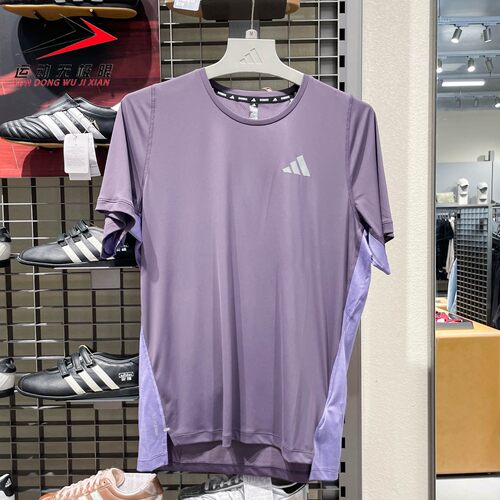 Adidas阿迪达斯男装2026夏新款速干跑步侧开叉运动短袖T恤 KZ5038