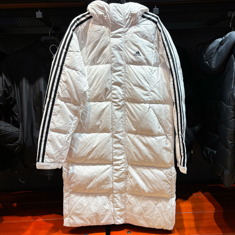 正品阿迪达斯男款2023冬季新款保暖羽绒服连帽休闲长款外套IT8713