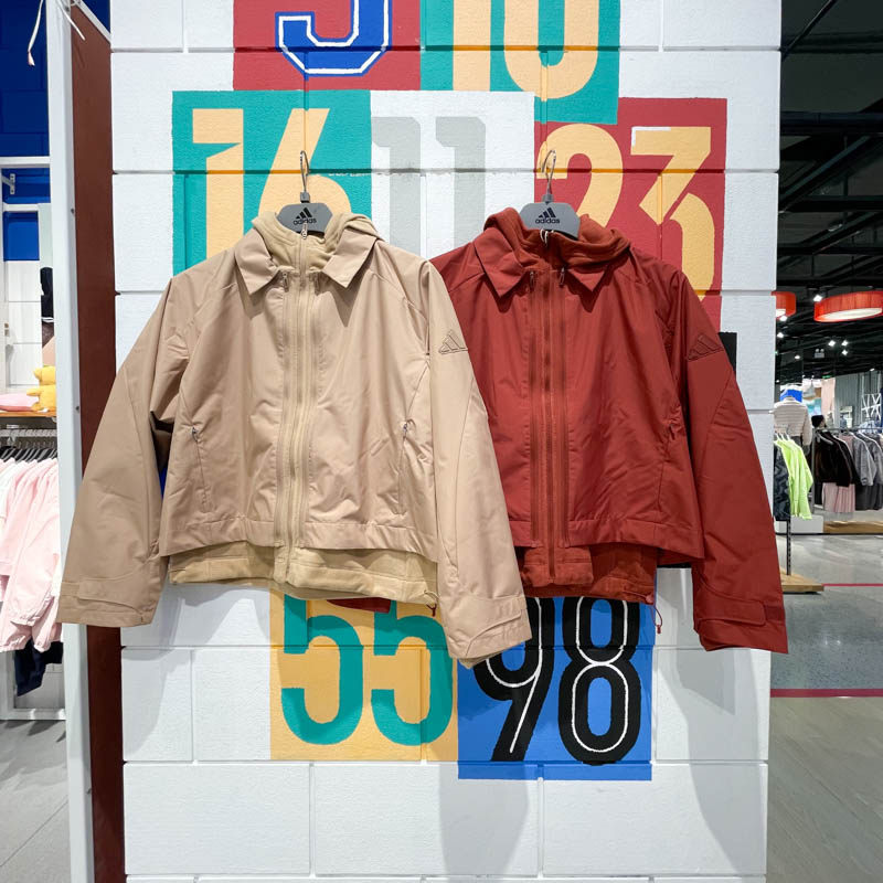 阿迪达斯女装2025春季新款二合一拒水防泼夹克外套 JM8855 JM8856