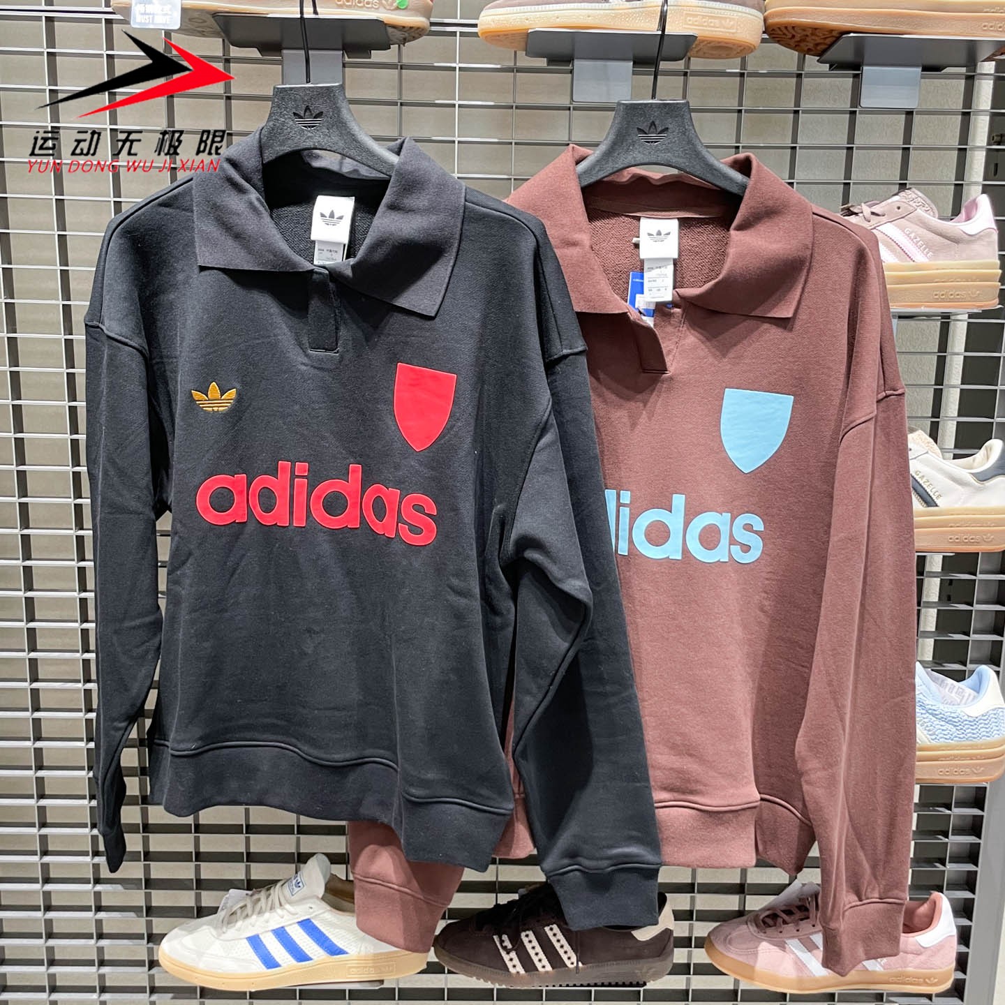 阿迪达斯三叶草女装2025冬款运动休闲翻领套头卫衣 JY3527 JZ0879
