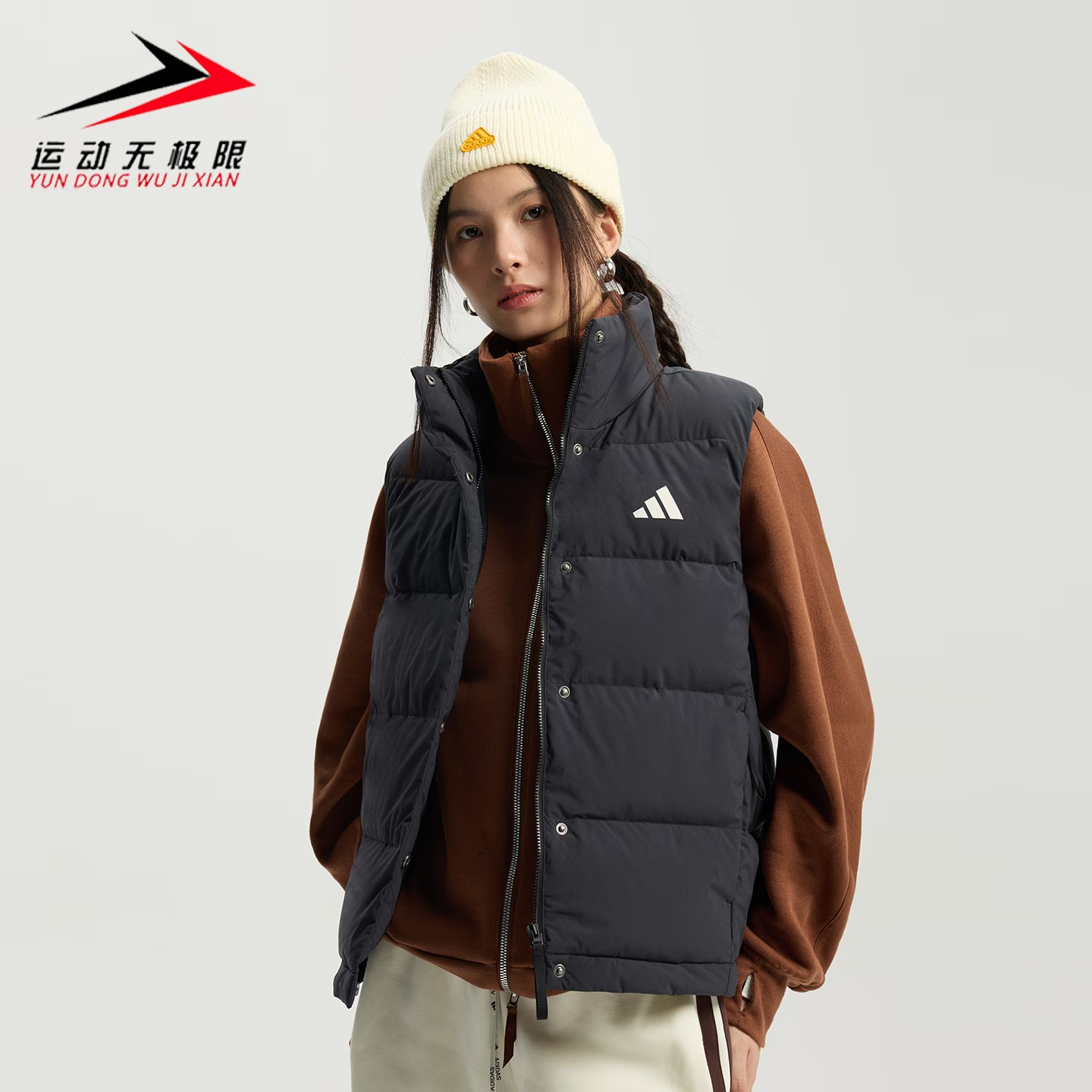 Adidas阿迪达斯女子2025冬拒水防风保暖600蓬羽绒背心马甲 KH3973