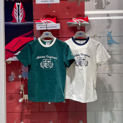 阿迪达斯三叶草女装2025春款透气运动百搭休闲T恤衫JM8009 JM8010