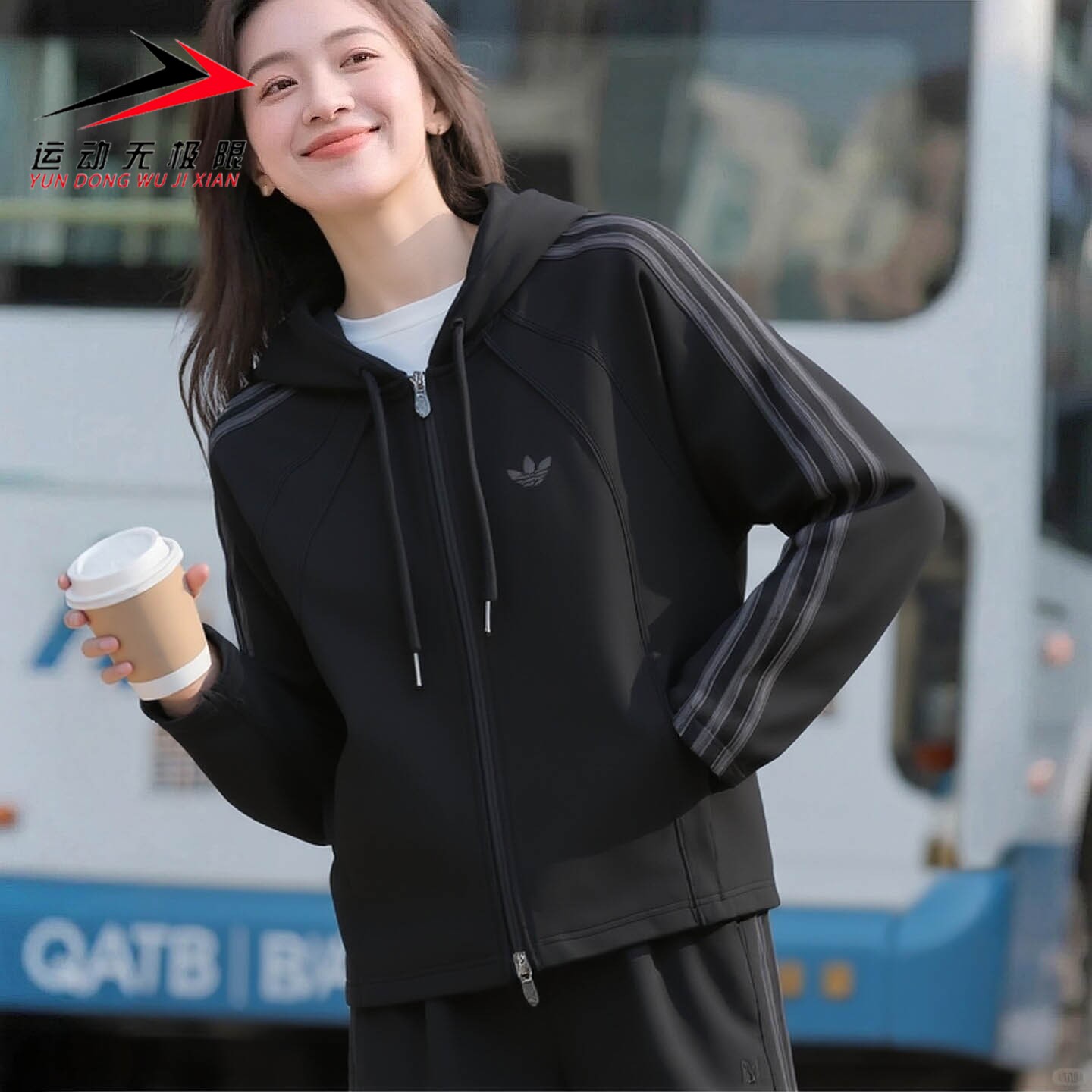 正品阿迪达斯三叶草女装2026秋款休闲运动针织连帽夹克外套LD8332