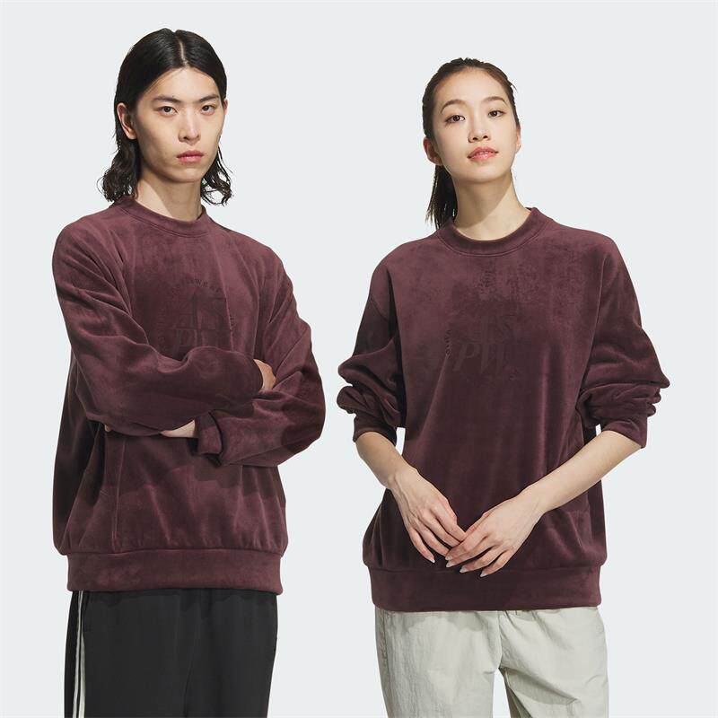 ADIDAS阿迪达斯男女装2024秋季新款运动休闲丝绒卫衣套头衫JI6652