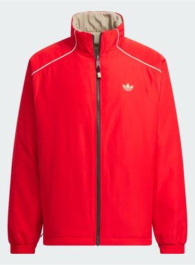 阿迪达斯三叶草男装2025新年款双面穿立领宽松运动棉服外套KA0822