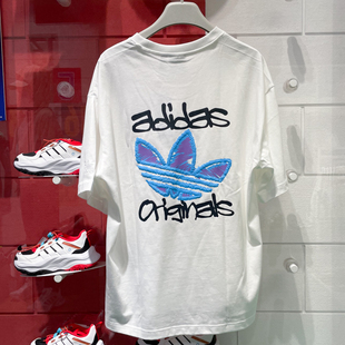 ADIDAS阿迪达斯三叶草男装2025夏新款纯棉舒适宽松短袖T恤 KE5793