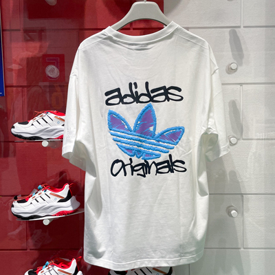 ADIDAS阿迪达斯三叶草男装2025夏新款纯棉舒适宽松短袖T恤 KE5793