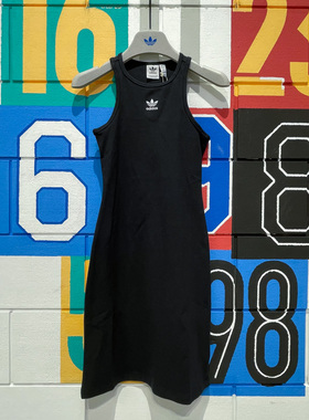 阿迪达斯三叶草女子2024夏款RIB TANK DRESS休闲背心连衣裙IT9881