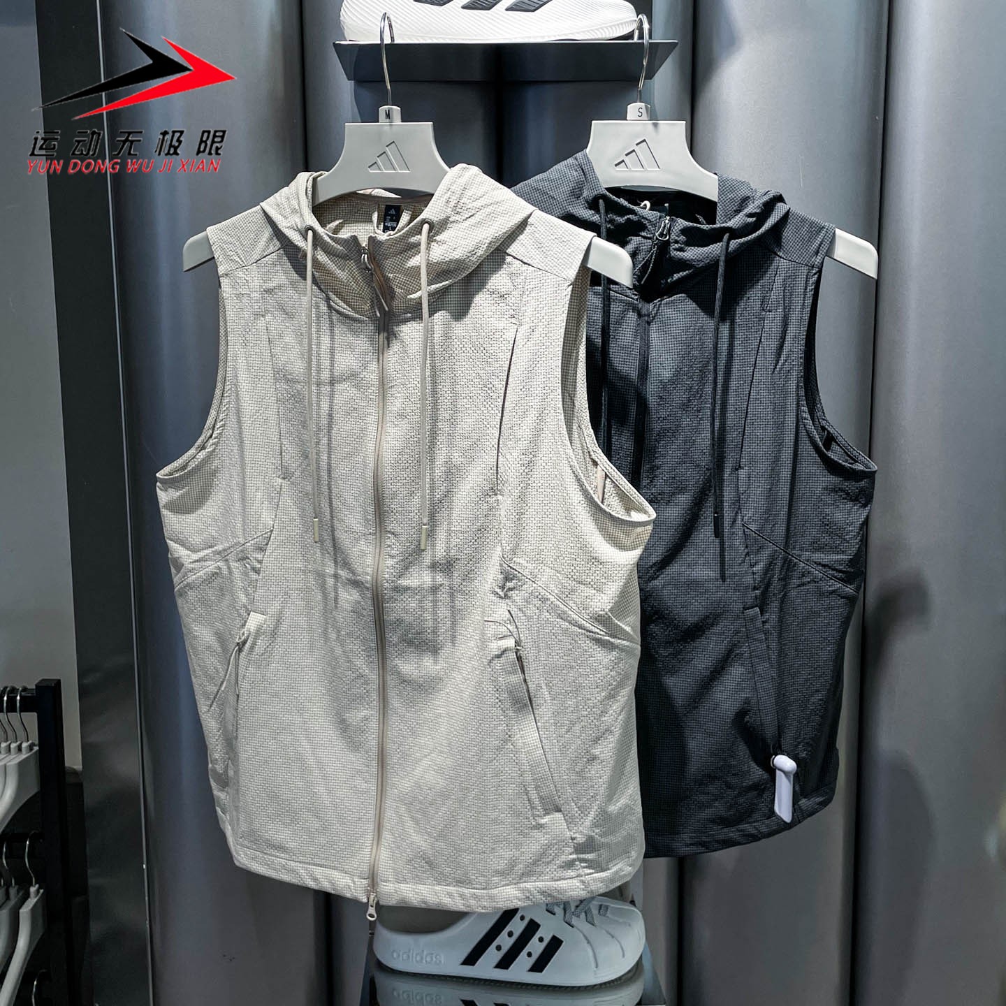 Adidas阿迪达斯女装2026秋新款时尚百搭连帽无袖马甲KY7833KY7835