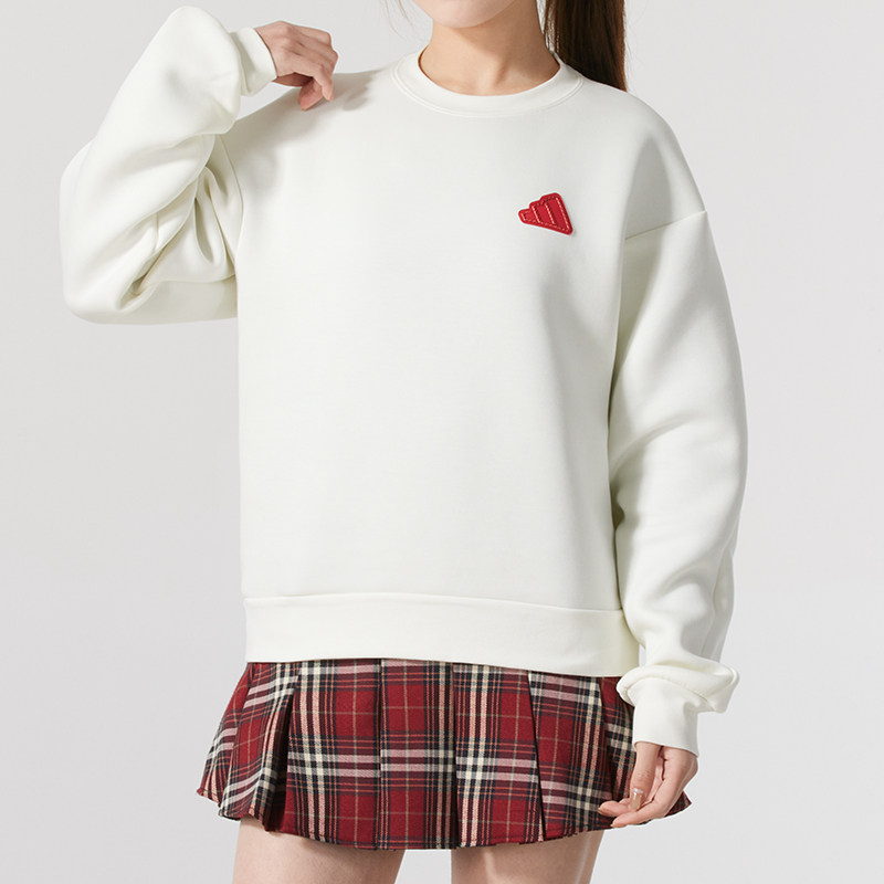 阿迪达斯女装2025蛇年新款百搭宽松圆领休闲运动卫衣套头衫JZ1641