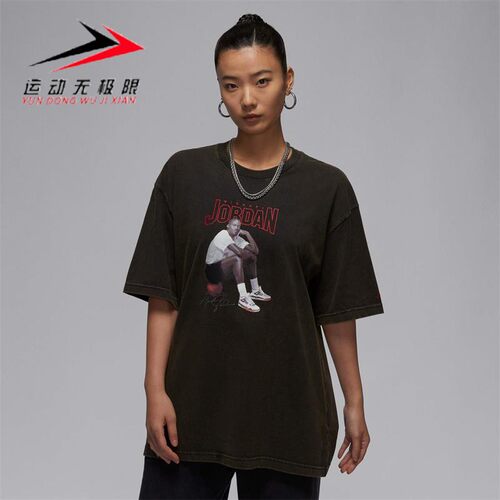 NIKE耐克2024夏新款女子Oversize印花时尚休闲短袖T恤 FN5704-010