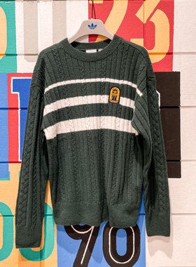 ADIDAS阿迪达斯三叶草男女2024冬复古学院风运动长袖针织衫JC6849
