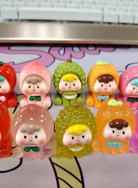 可爱的车载摆件diy手工水果崽崽盲袋盒ins风饰品玩具树脂夜光榴莲