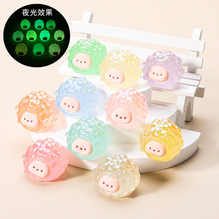 立体夜光电镀七彩小羊公仔水果崽崽盲袋 卡通diy钥匙扣品摆件树脂