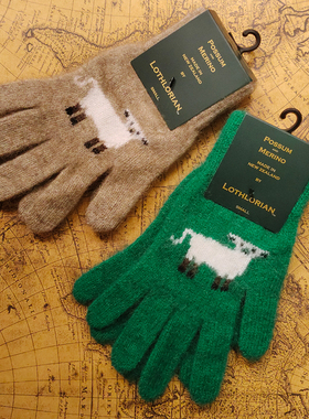 新西兰Lothlorian 羊毛possum弹性提花针织 可爱小羊手套冬季男女