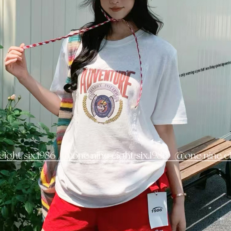 t恤女夏宽松短袖卡通印花上衣