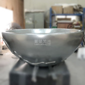 酒店大堂艺术美陈大型玻璃钢树脂银色圆形艺术大碗大盘子摆件定制