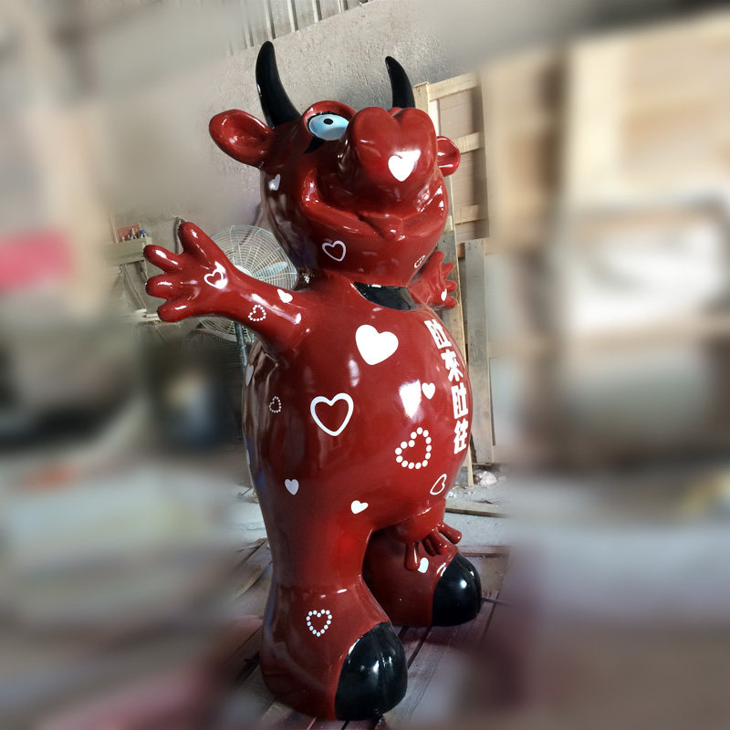 玻璃钢餐饮店门口摆放户外广场ip卡通人物奶牛吉祥物公仔定制定做