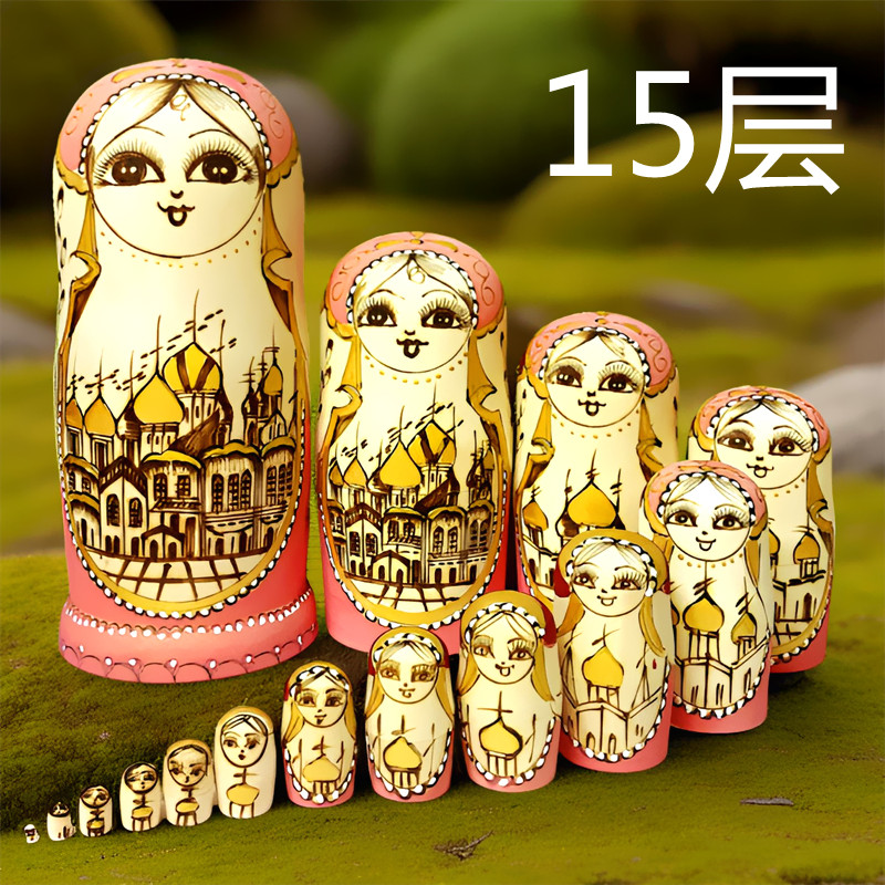 俄罗斯风格套娃15层 手工烙刻木制品 创意生日礼物 中国风01600